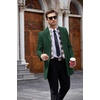 image:imageCOOFANDY Mens Wool Blend Coat with Detachable Plaid Scarfs Notched Collar Single Breasted Pea Coat Trench OvercoatGreen