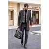 image:imageCOOFANDY Mens Wool Blend Coat with Detachable Plaid Scarfs Notched Collar Single Breasted Pea Coat Trench OvercoatGrey
