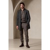 image:imageCOOFANDY Mens Wool Blend Coat with Detachable Plaid Scarfs Notched Collar Single Breasted Pea Coat Trench OvercoatGrey