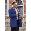 image:imageCOOFANDY Mens Wool Blend Coat with Detachable Plaid Scarfs Notched Collar Single Breasted Pea Coat Trench OvercoatNavy