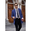 image:imageCOOFANDY Mens Wool Blend Coat with Detachable Plaid Scarfs Notched Collar Single Breasted Pea Coat Trench OvercoatNavy