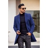 image:imageCOOFANDY Mens Wool Blend Coat with Detachable Plaid Scarfs Notched Collar Single Breasted Pea Coat Trench OvercoatNavy