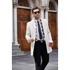 image:imageCOOFANDY Mens Wool Blend Coat with Detachable Plaid Scarfs Notched Collar Single Breasted Pea Coat Trench OvercoatWhite