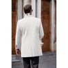 image:imageCOOFANDY Mens Wool Blend Coat with Detachable Plaid Scarfs Notched Collar Single Breasted Pea Coat Trench OvercoatWhite
