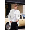image:imageCOOFANDY Mens Wool Blend Coat with Detachable Plaid Scarfs Notched Collar Single Breasted Pea Coat Trench OvercoatWhite