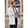 image:imageCOOFANDY Mens Wool Blend Coat with Detachable Plaid Scarfs Notched Collar Single Breasted Pea Coat Trench OvercoatWhite