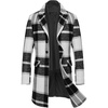 image:imageCOOFANDY Mens Wool Blend Coat with Detachable Plaid Scarfs Notched Collar Single Breasted Pea Coat Trench Overcoat3black White Plaid