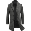 image:imageCOOFANDY Mens Wool Blend Coat with Detachable Plaid Scarfs Notched Collar Single Breasted Pea Coat Trench OvercoatBlack Plaid