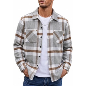 image:imageCOOFANDY Mens Flannel Shirts Casual Button Down Plaid Shirt Jacket Long Sleeve Fleece Shacket with PocketsDove Gray