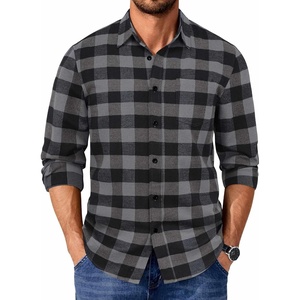 image:imageCOOFANDY Mens Flannel Shirts Long Sleeve Plaid Casual Button Down ShirtBuffalo Black Gray