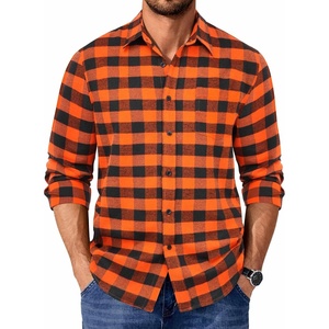 image:imageCOOFANDY Mens Flannel Shirts Long Sleeve Plaid Casual Button Down ShirtBuffalo Black Orange