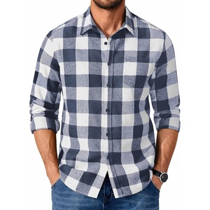 image:imageCOOFANDY Mens Flannel Shirts Long Sleeve Plaid Casual Button Down ShirtBuffalo Blue White