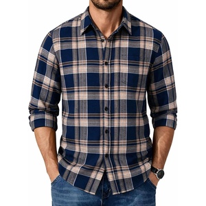 image:imageCOOFANDY Mens Flannel Shirts Long Sleeve Plaid Casual Button Down ShirtPlaid Navy Khaki