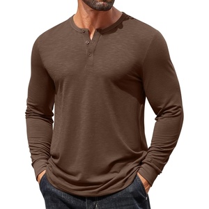 image:imageCOOFANDY Mens Henley Shirts Long Sleeve Casual TShirt Button Basic TeesBrown