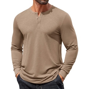 image:imageCOOFANDY Mens Henley Shirts Long Sleeve Casual TShirt Button Basic TeesKhaki