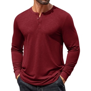 image:imageCOOFANDY Mens Henley Shirts Long Sleeve Casual TShirt Button Basic TeesWine Red