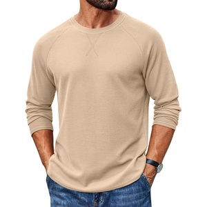 image:imageCOOFANDY Mens Waffle Long Sleeve Shirt Crew Neck TShirts Cotton Tee ShirtsKhaki