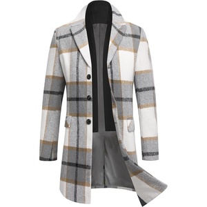 image:imageCOOFANDY Mens Wool Blend Coat with Detachable Plaid Scarfs Notched Collar Single Breasted Pea Coat Trench OvercoatBbrown Plaid