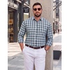 image:imageCOOFANDY Big and Tall Mens Dress Shirts Long Sleeve Plaid Button Down Shirt Bussiness Casual ShirtsBlack Dark Green White Plaid