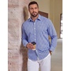 image:imageCOOFANDY Big and Tall Mens Dress Shirts Long Sleeve Plaid Button Down Shirt Bussiness Casual ShirtsBlue White Black Plaid
