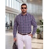 image:imageCOOFANDY Big and Tall Mens Dress Shirts Long Sleeve Plaid Button Down Shirt Bussiness Casual ShirtsNavy White Red Plaid