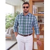 image:imageCOOFANDY Big and Tall Mens Dress Shirts Long Sleeve Plaid Button Down Shirt Bussiness Casual ShirtsWhite Navy Green Light Blue Plaid