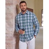 image:imageCOOFANDY Big and Tall Mens Dress Shirts Long Sleeve Plaid Button Down Shirt Bussiness Casual ShirtsWhite Navy Green Light Blue Plaid