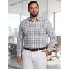 image:imageCOOFANDY Big and Tall Mens Dress Shirts Long Sleeve Plaid Button Down Shirt Bussiness Casual ShirtsWhite Navy Grey Green Plaid