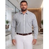 image:imageCOOFANDY Big and Tall Mens Dress Shirts Long Sleeve Plaid Button Down Shirt Bussiness Casual ShirtsWhite Navy Grey Green Plaid