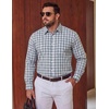 image:imageCOOFANDY Big and Tall Mens Dress Shirts Long Sleeve Plaid Button Down Shirt Bussiness Casual ShirtsWhite Navy Grey Green Plaid