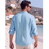 image:imageCOOFANDY Mens Button Down Shirt Long Sleeve Casual Untucked Shirts Textured Summer Beach ShirtsBlue