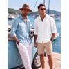 image:imageCOOFANDY Mens Button Down Shirt Long Sleeve Casual Untucked Shirts Textured Summer Beach ShirtsBlue