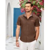 image:imageCOOFANDY Mens Button Down Shirts Cotton Denim Short Sleeve Casual ShirtsBrown