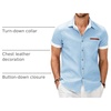 image:imageCOOFANDY Mens Button Down Shirts Cotton Denim Short Sleeve Casual ShirtsPure Clear Blue