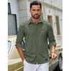 image:imageCOOFANDY Mens Casual Button Down Denim Shirts Long Sleeve Untucked Stretch Dress ShirtArmy Green
