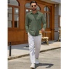image:imageCOOFANDY Mens Casual Button Down Denim Shirts Long Sleeve Untucked Stretch Dress ShirtArmy Green