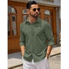 image:imageCOOFANDY Mens Casual Button Down Denim Shirts Long Sleeve Untucked Stretch Dress ShirtArmy Green