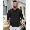 image:imageCOOFANDY Mens Casual Button Down Denim Shirts Long Sleeve Untucked Stretch Dress ShirtBlack