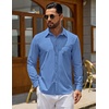 image:imageCOOFANDY Mens Casual Button Down Denim Shirts Long Sleeve Untucked Stretch Dress ShirtBlue
