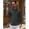 image:imageCOOFANDY Mens Casual Button Down Denim Shirts Long Sleeve Untucked Stretch Dress ShirtDark Grey