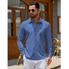 image:imageCOOFANDY Mens Casual Button Down Denim Shirts Long Sleeve Untucked Stretch Dress ShirtDeep Blue