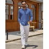 image:imageCOOFANDY Mens Casual Button Down Denim Shirts Long Sleeve Untucked Stretch Dress ShirtDeep Blue