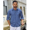 image:imageCOOFANDY Mens Casual Button Down Denim Shirts Long Sleeve Untucked Stretch Dress ShirtDeep Blue
