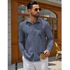 image:imageCOOFANDY Mens Casual Button Down Denim Shirts Long Sleeve Untucked Stretch Dress ShirtDusty Blue