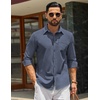 image:imageCOOFANDY Mens Casual Button Down Denim Shirts Long Sleeve Untucked Stretch Dress ShirtDusty Blue