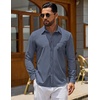 image:imageCOOFANDY Mens Casual Button Down Denim Shirts Long Sleeve Untucked Stretch Dress ShirtDusty Blue