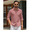 image:imageCOOFANDY Mens Casual Button Down Denim Shirts Long Sleeve Untucked Stretch Dress ShirtDusty Pink