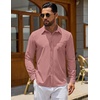 image:imageCOOFANDY Mens Casual Button Down Denim Shirts Long Sleeve Untucked Stretch Dress ShirtDusty Pink