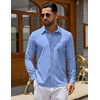 image:imageCOOFANDY Mens Casual Button Down Denim Shirts Long Sleeve Untucked Stretch Dress ShirtLight Blue