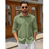 image:imageCOOFANDY Mens Casual Button Down Denim Shirts Long Sleeve Untucked Stretch Dress ShirtLight Green